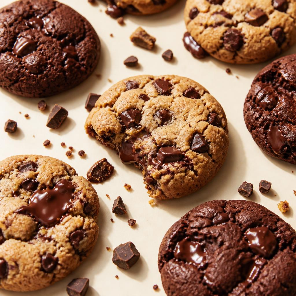 Chocolate chip and double chocolate cookies