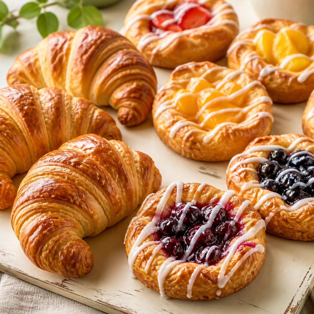 Croissants and Danish-style pastries